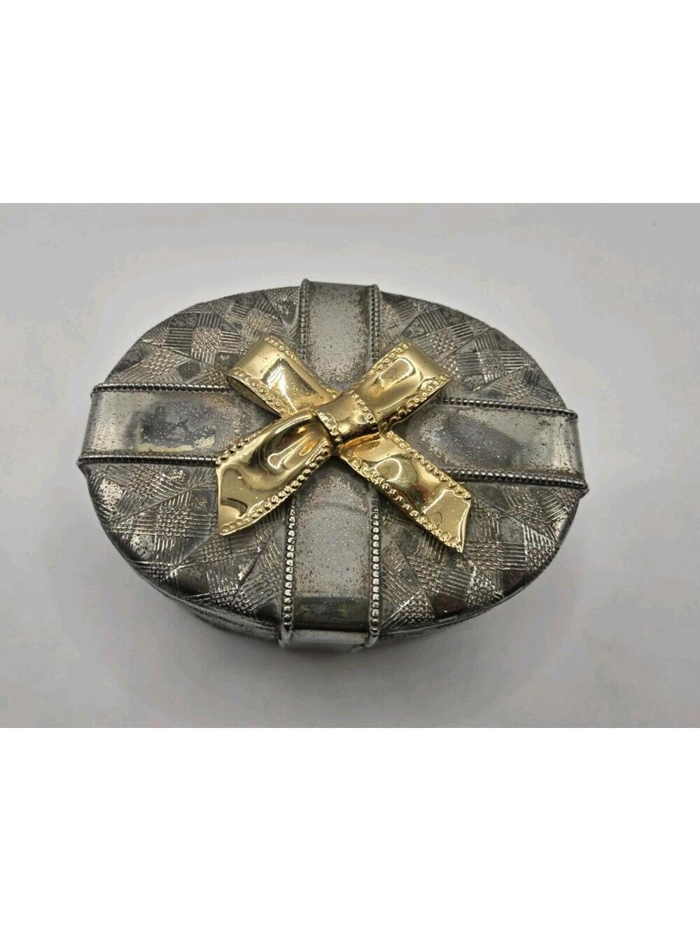 Godinger Silver Art Co Silver and Gold Plated Trinket Jewelry Box Velvet Lining
